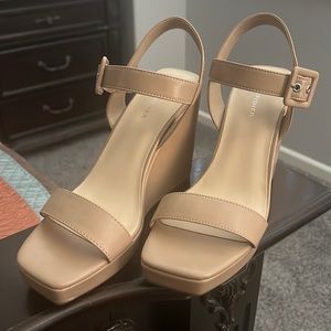Nude Marc Fischer Lukey Wedge Platform Sandals 10M